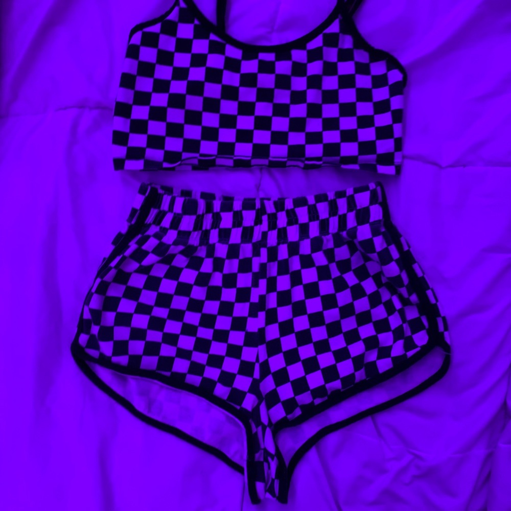 Forever 21 checkered crop tank and short set